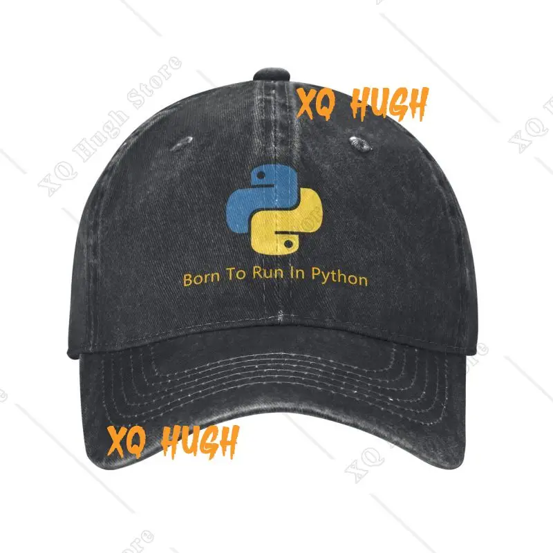 Custom Born To Run In Python Baseball Cap Adjustable Adult Cotton Programmer Computer Developer Dad Hat Summer Snapback Caps