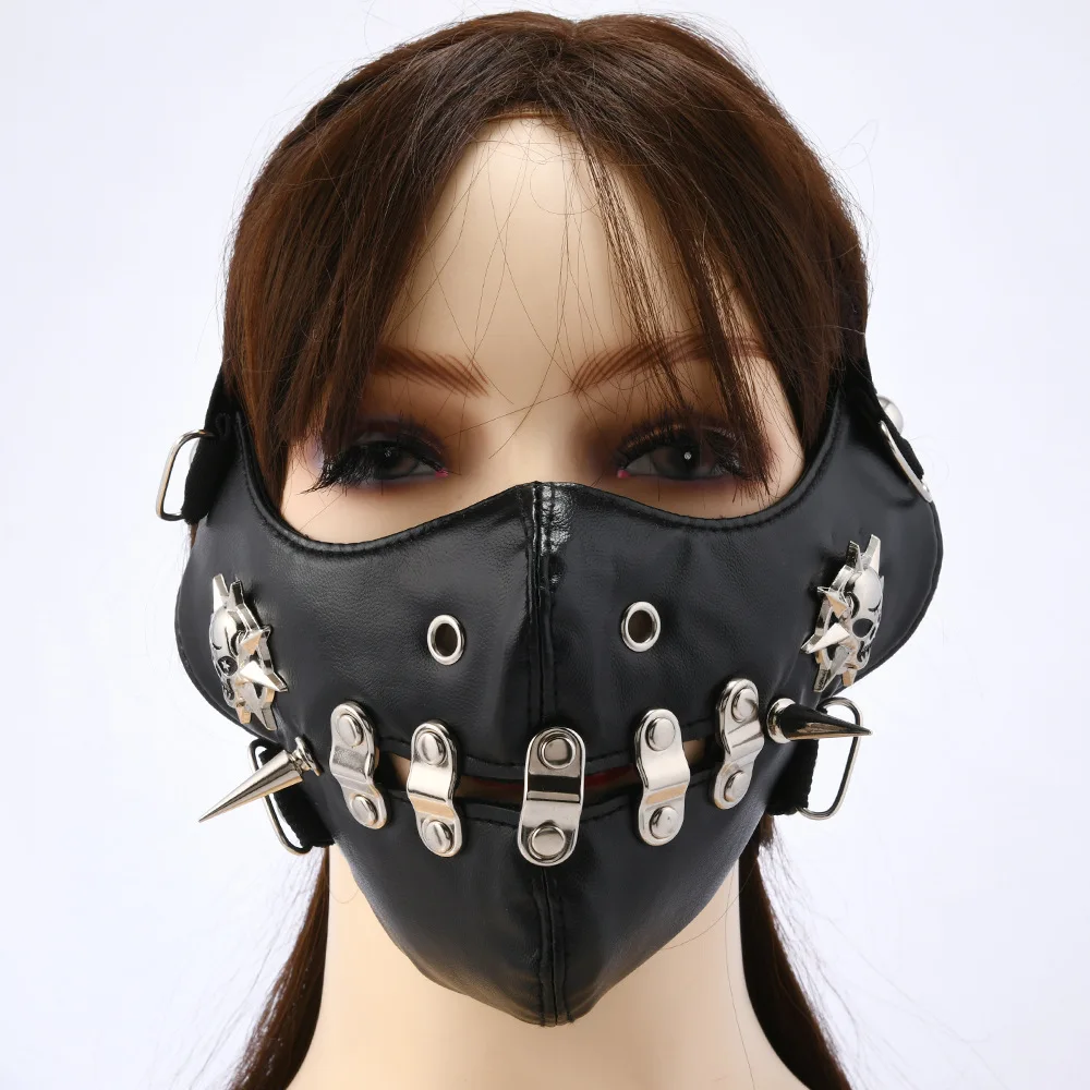 

European and American new mask Halloween personalized leather mask jewelry punk rock stage performance rivet mask