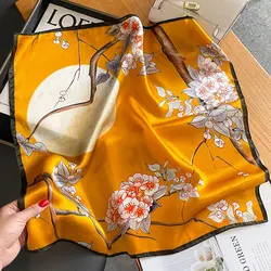 2024 Luxury Brand Square 100% Real Silk Scarf Women Ladies Wrap Neckerchief Shawl Bandana Fashion Foulard Female Scarves hijabs