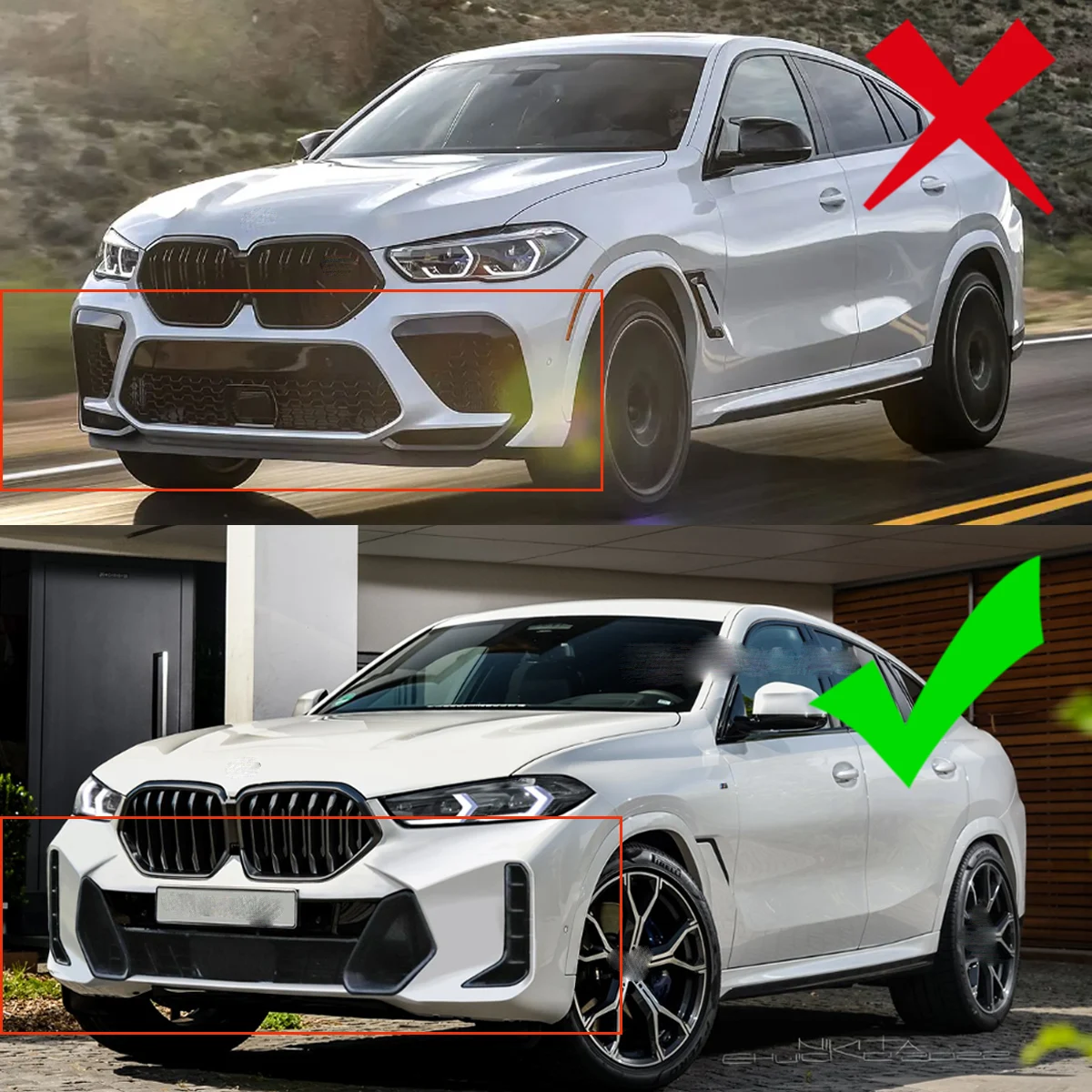 2023 2024 For BMW G06 X6 LCI M Sport Car Front Bumper Lip Spoiler Diffuser Splitters Cover Guard Trim By ABS