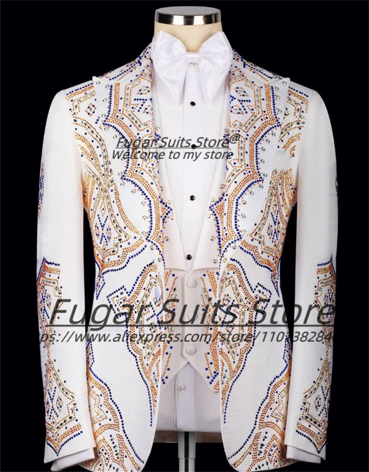 

Высококачественные свадебные смокинги для жениха по индивидуальному заказу, комплекты из 3 предметов, блестящие бриллианты, роскошные мужские костюмы, мужские пиджаки для выпускного вечера, модный костюм Homme