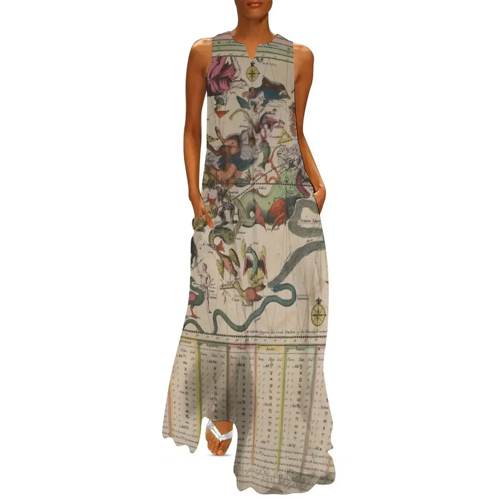 

Vintage Celestial & Astrological Star Chart (1717) Long Dress women's evening dresses dresses for special events Dress