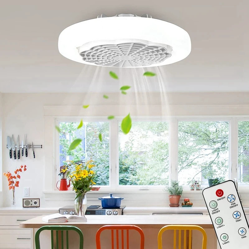 Ventilador de techo inteligente con luz y Control remoto, lámpara LED de iluminación para dormitorio y cocina, E27