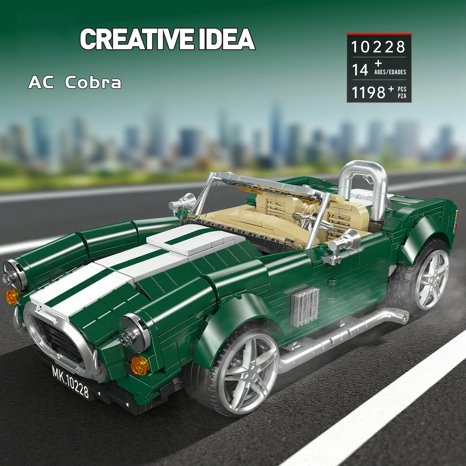 Clássico conversível modelo de carro esportivo bloco de construção meninos montagem veículo conversível colecionável diy moc pequenas tijolos brinquedo presentes