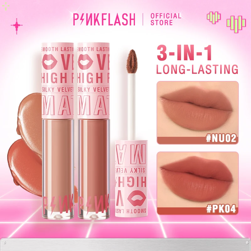 PINKFLASH Matte Velvet Liquid Lipstick Waterproof Long-lasting High Pigment Lip Glosses Moisturizing Lip Tints Makeup Cosmetics