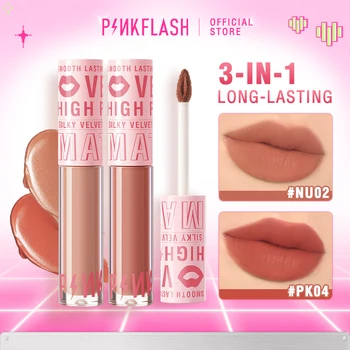 PINKFLASH 매트 벨벳 리퀴드 립스틱, 방수, 오래 지속되는 하이 피그먼트 립 글로스, 모이스처라이징 립 틴트, 메이크업 화장품 Best5 PINKFLASH 매트 벨벳 리퀴드 립스틱, 방수, 오래 지속되는 하이 피그먼트 립 글로스, 모이스처라이징 립 틴트, 메이크업 화장품 Best5