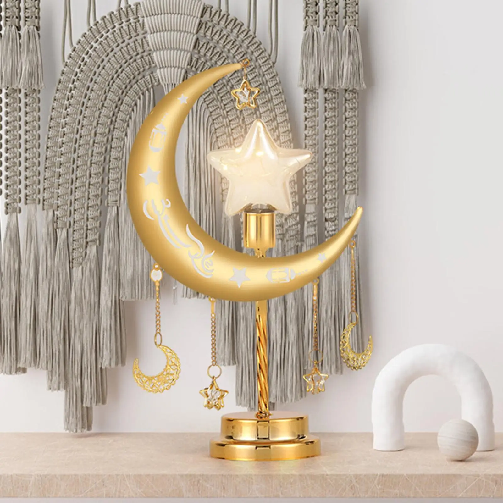 Art Decor Table Lamp Ramadan Decorations Lamp Moon Night Light Bedroom Light Night for Home Bedroom Living Room Bedside Party