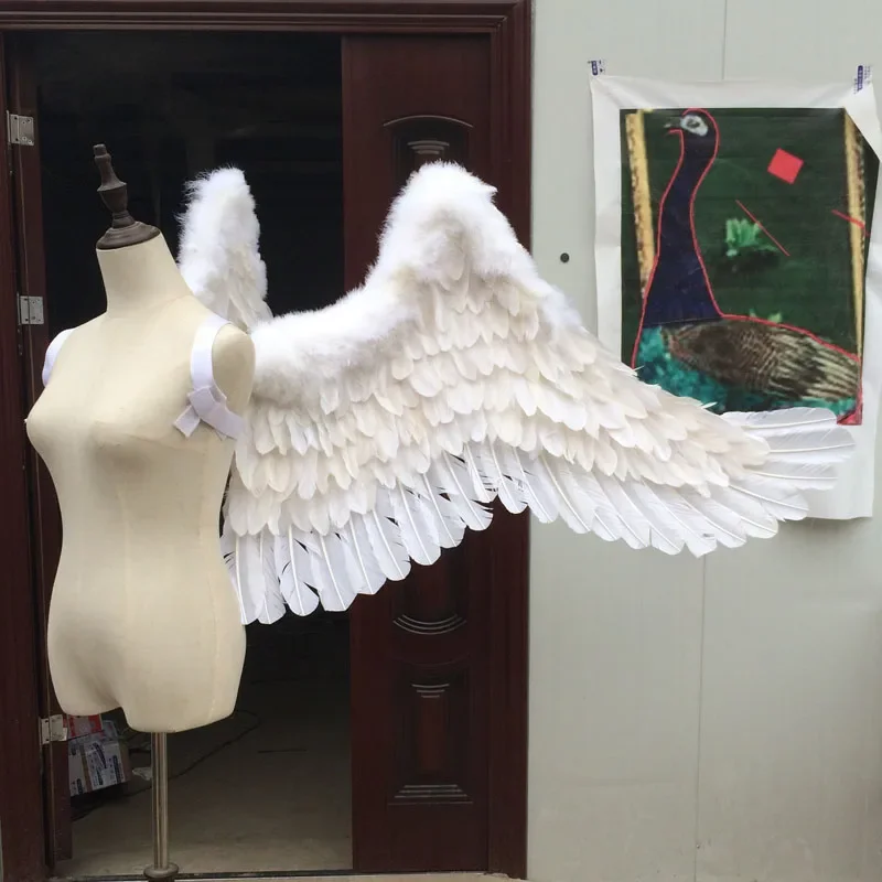 Black and White Feathered Wings Adult Props  Model Walk Show Fashion Performances Halloween Christmas Party