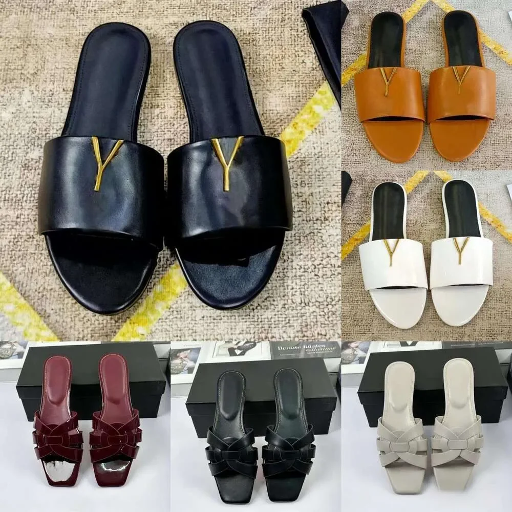 

Designer sandals: Famous designer women's sandals, with box-shaped dust bag, sliding summer slippers, wide leather sandals, part