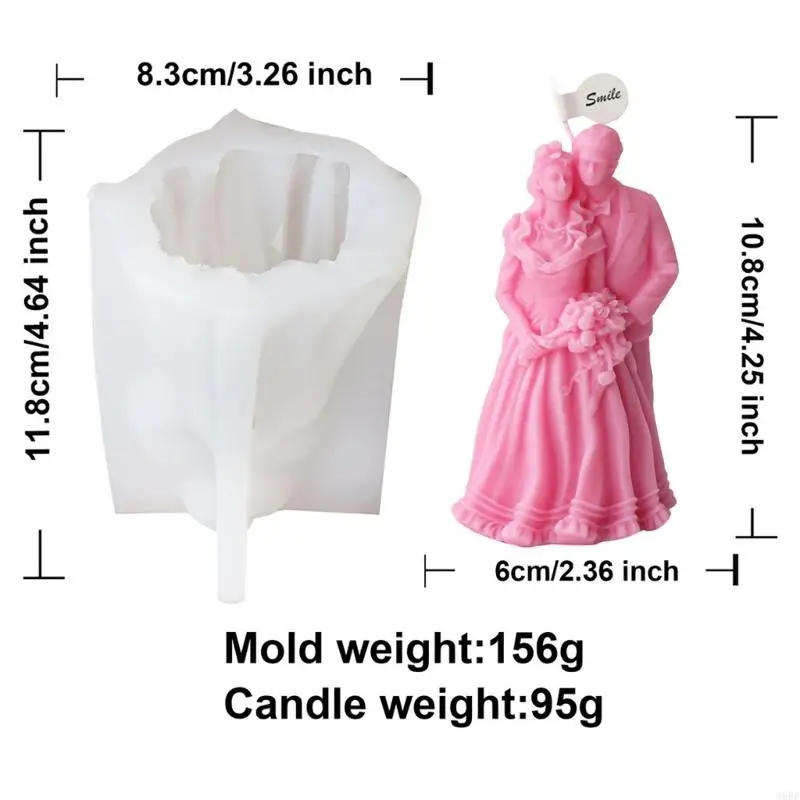 A9BF Moldes vela 3D únicos Moldes artesanía novios y novios figuras hermosas moldes