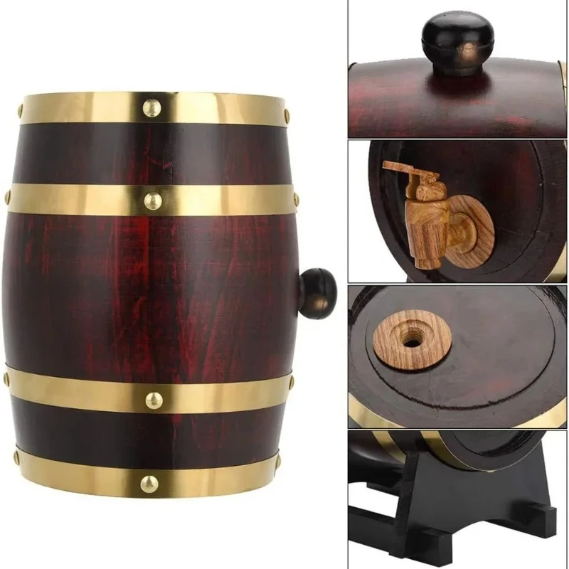 عالية الجودة البلوط برميل مع قوس النبيذ الأحمر أو النبيذ الأبيض الديكور البيرة صنبور خشبي تخزين برميل دلاء الثلج الحرف المنزلية
