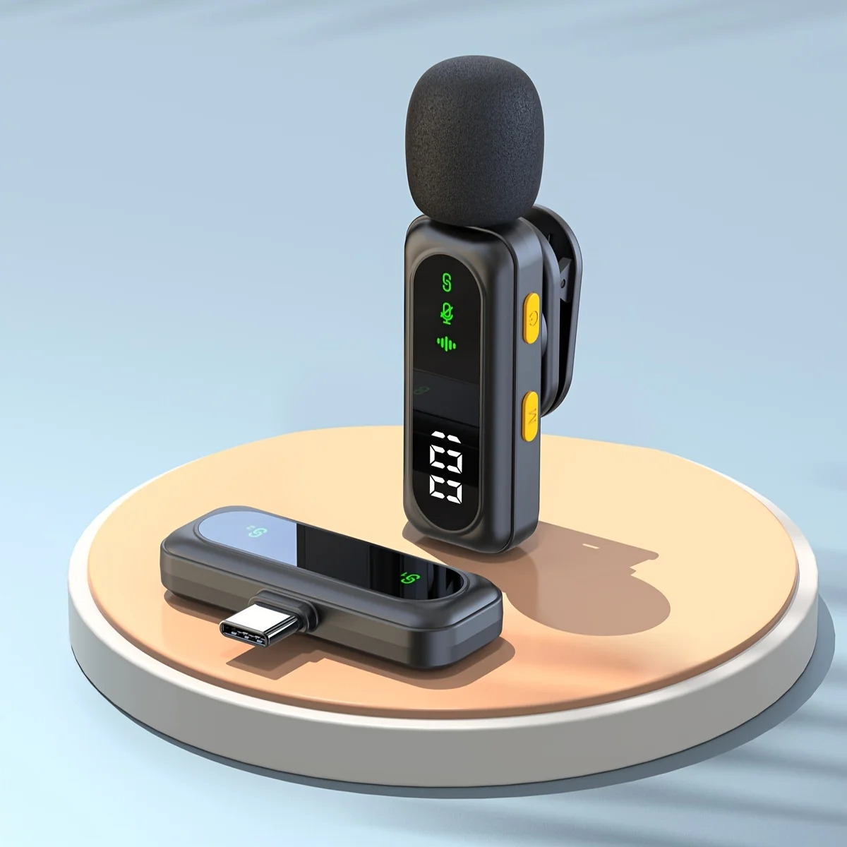 Professional Wireless Lavalier Microphone System with Intelligent Noise Cancellation Lapel Mic For Vlog&Interviews&Conferences