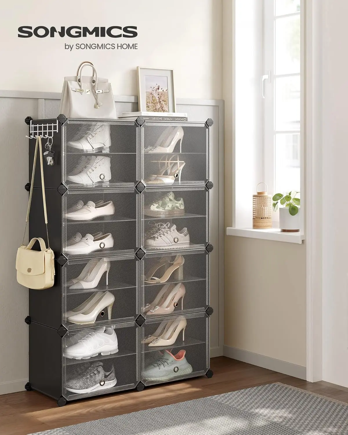 SONGMICS Schuhregal Schuhschrank, 6/8/10 Fächern mit Türen für Flur