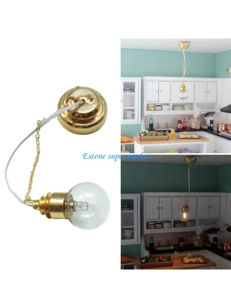 

090B Модель потолочного светильника для спальни, реалистичная винтажная сцена из жизни, кукольный дом, ролевая игра