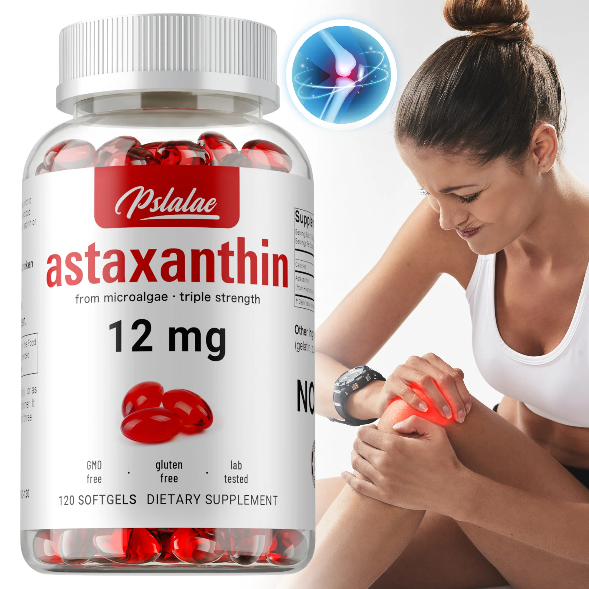 

Astaxanthin 12mg - Supports Eye Health, Heart and Brain, Improves Absorption, Metabolism, Boosts Energy, Improves Digestion