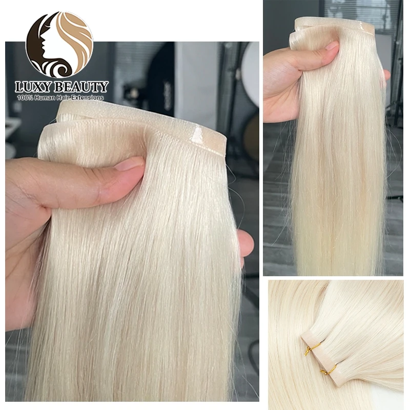 Invisible Inject Long Tape Trama Extensões de Cabelo Humano, Pele PU, Pacotes de Cabelo Plana, Micro Links, Costura em Cabelo Natural, 12 em-22 em