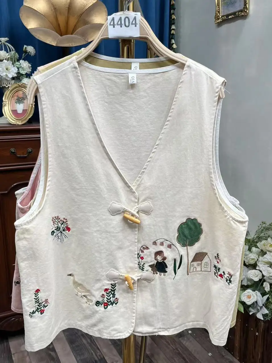 

Heavyweight Cotton Vest Buttoned oulder Pad Cotton Twill Workwear Sle Sweet Sle V-Ne Single Button Closure Color