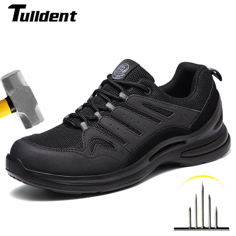 Zapatos de seguridad transpirables para hombre, zapatillas de trabajo indestructibles, con punta de acero antigolpes, para construcción