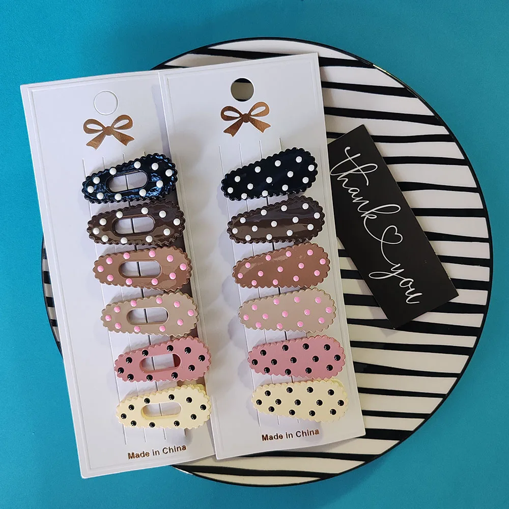 6 Stück europäische und amerikanische niedliche bunte gepunktete Haarnadeln, seitliche Haarspangen für Mädchen, Frauen, Kinder, Party, koreanische Haaraccessoires – Detail 3