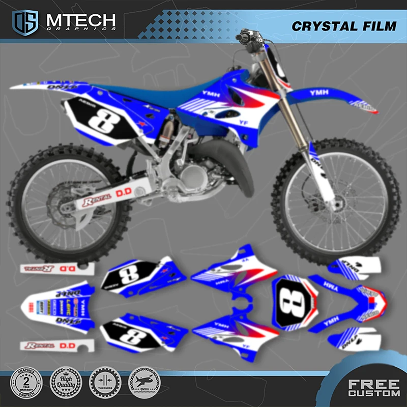 

DSMTECH пользовательские мотоциклетные графические фоновые наклейки, наборы наклеек для YAMAHA YZ125 250 2002 2003 2004 2005 2006 2007-14 007