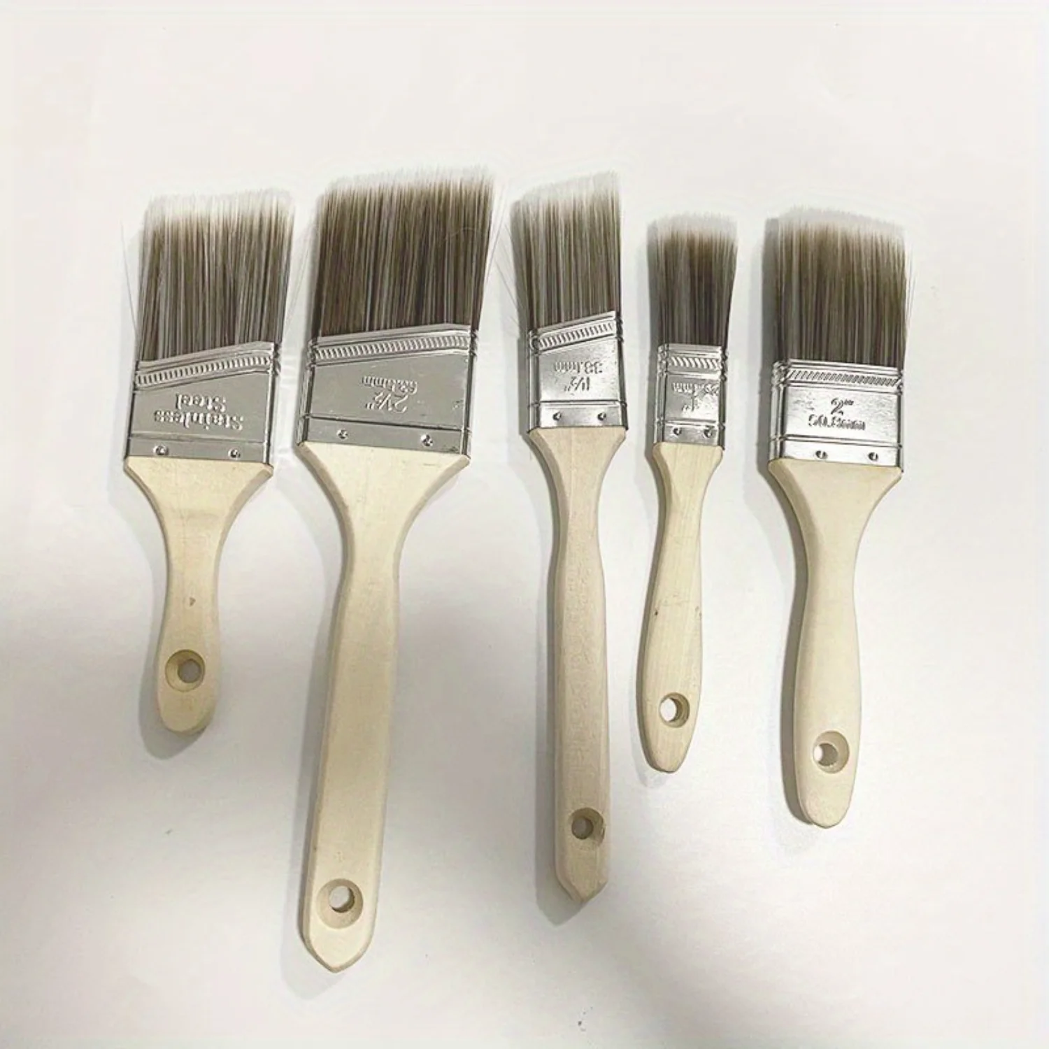 Wood Handle Paint Brushes Set, espessado cerdas macias para pintura, churrasco, limpeza, 1, 1.5, 2, 2.5 tamanhos, bilhar