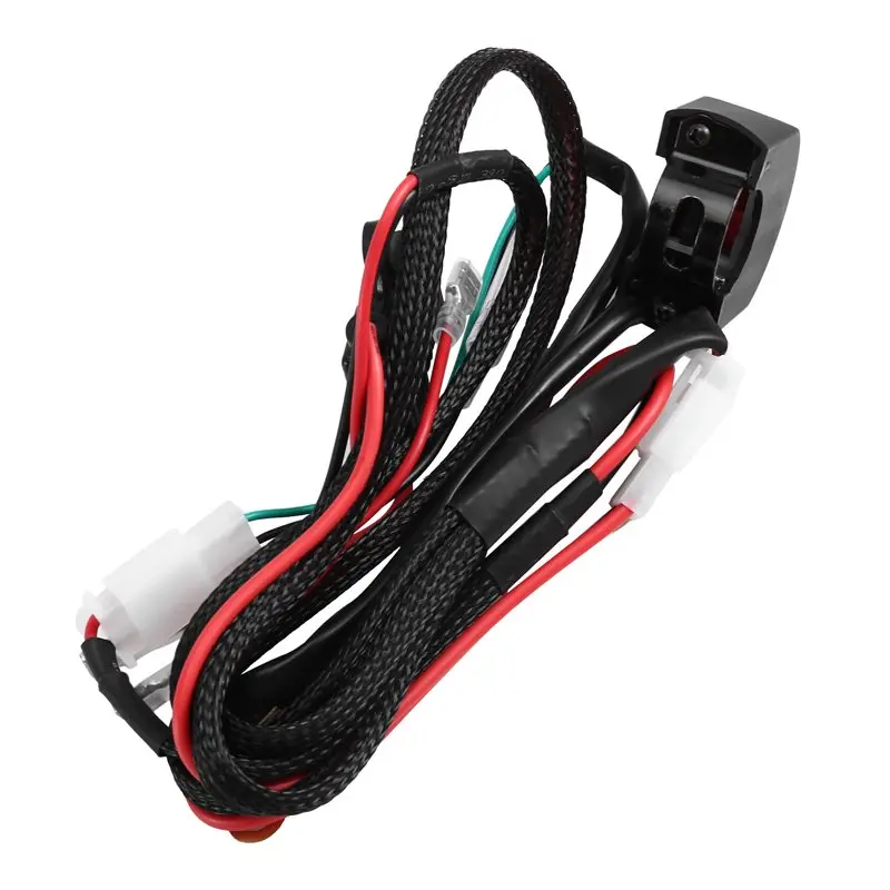 A80X-For Headlight Driving Fog Lights Auxiliary LED Light Bar Wiring Harness Motorcycle Handlebar Switch Harness 2 Lead