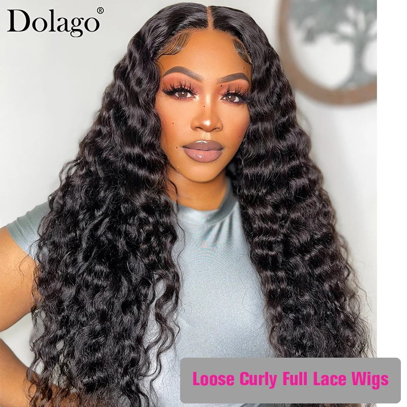 Loose Curly Glueless Full Lace Human Hair Wigs Ready To Wear 13x6 Lace Front Human Hair Wigs Brazilian Black Hair Wigs For Women