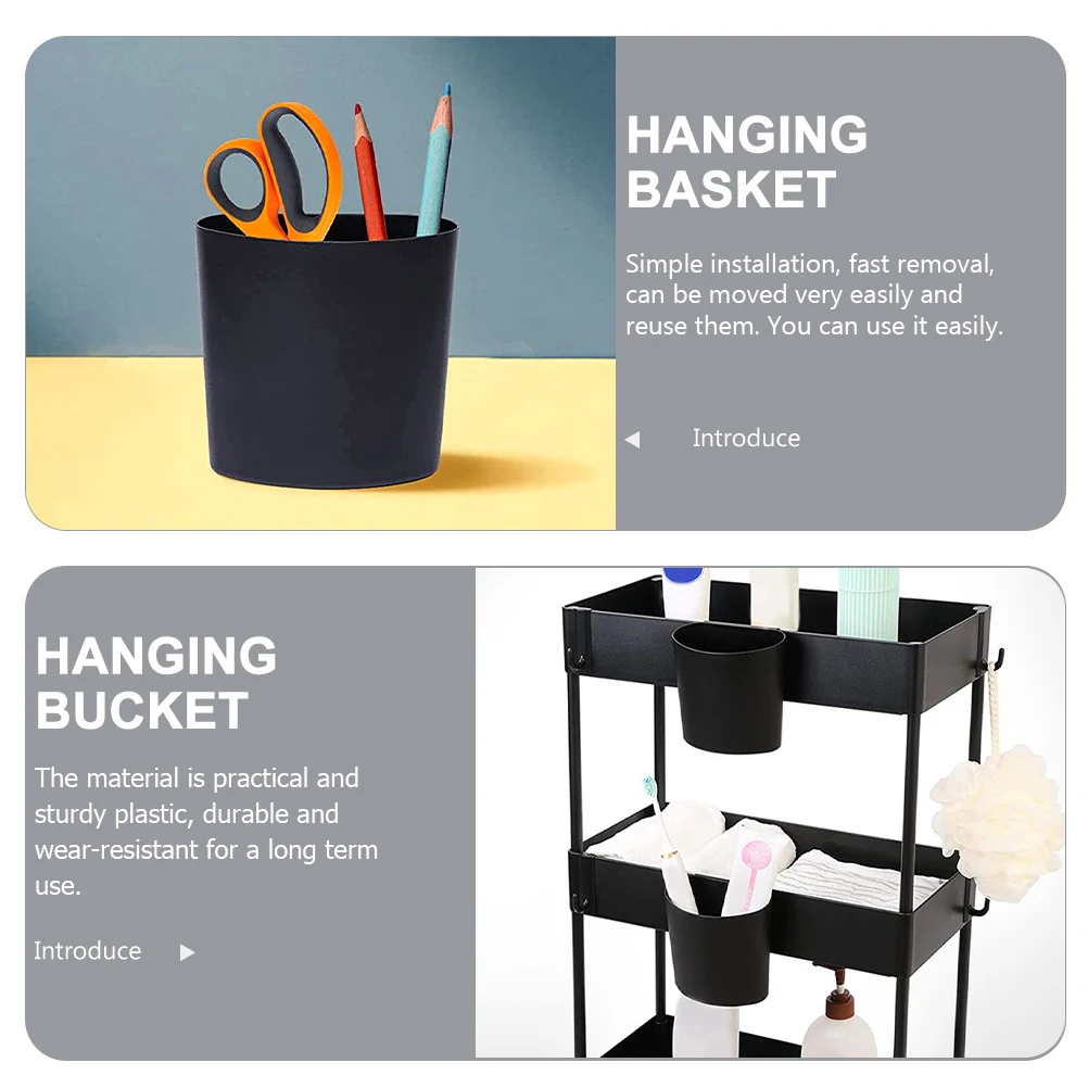 

4Pcs Hanging Basket Plastic Bucket Salon Cart Storage Organizer Multipurpose Home Rolling Cart Accessories Hanging Trash Can