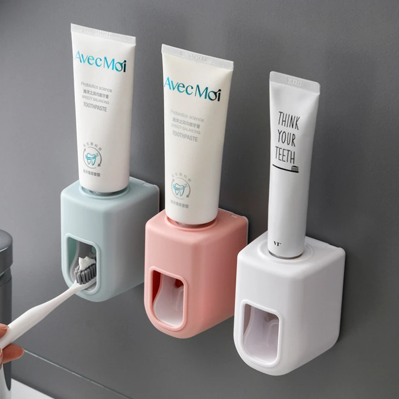 

Creative Wall Mount Automatic Toothpaste Dispenser Bathroom Accessories Waterprootazy Toothpaste Squeezer Toothbrush Holder