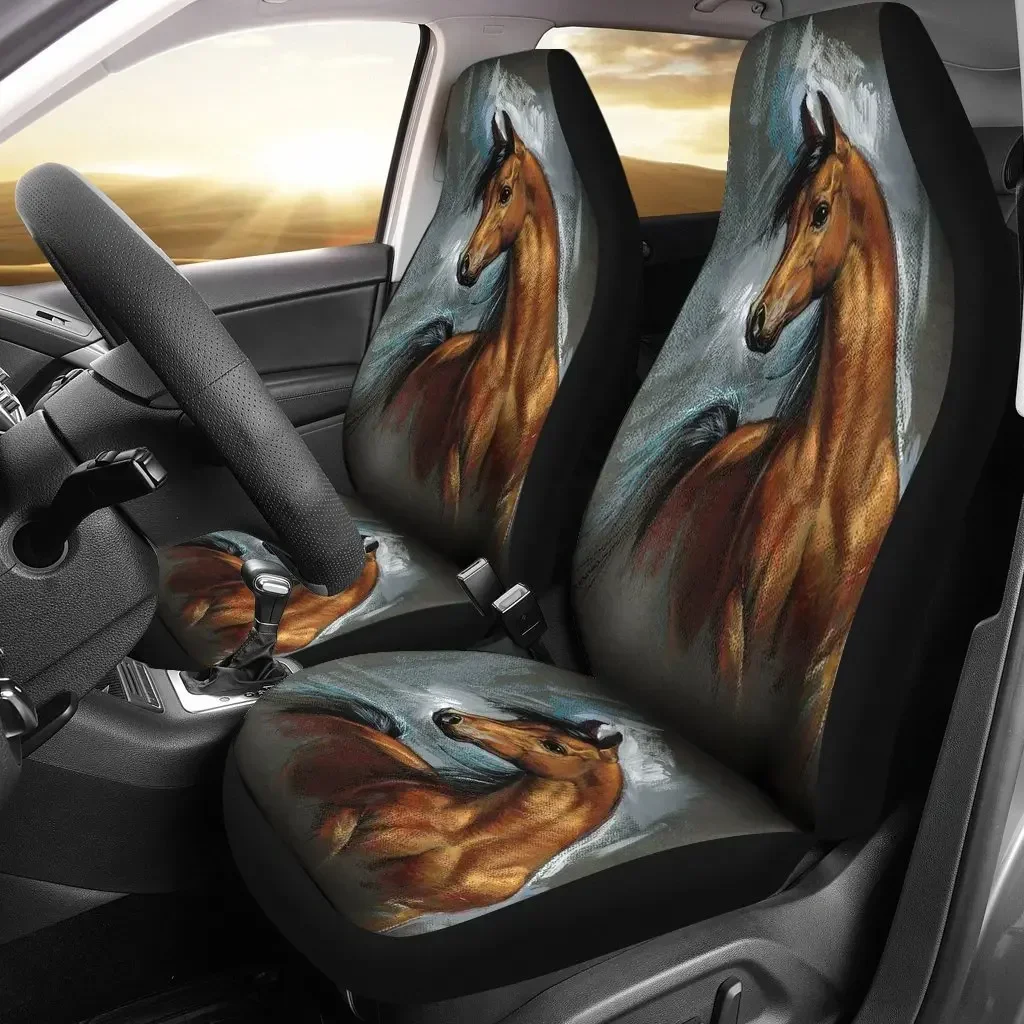 INSTANTARTS Horse Spirit Car Front Seat Cover 2Set Anti-Slip Interior Car Seat Protector Car Accessories Gift For Horse Lovers