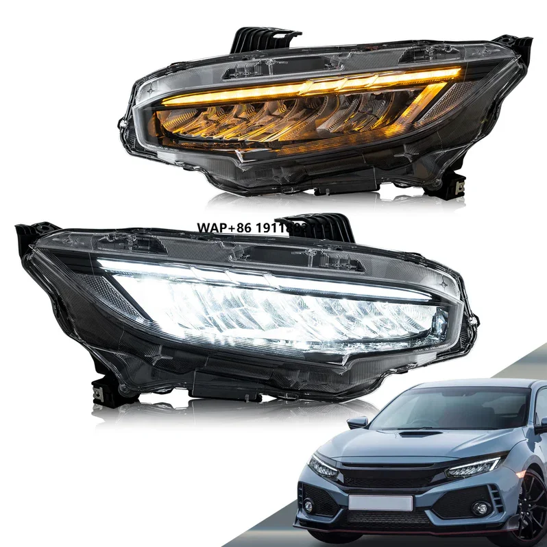 

VLAND LED Headlight for Civic 2016-2021 6500k Color Temperature New Condition 12V ABS Material Front Lamp