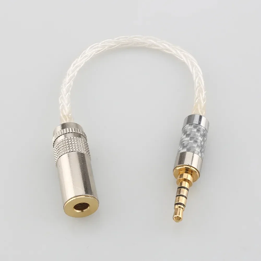 Various Length Plugs 8 Cores Pure 99% Silver Headphone Earphone Cable For 3.5mm XLR 6.5 2.5mm Male to 4.4mm Female