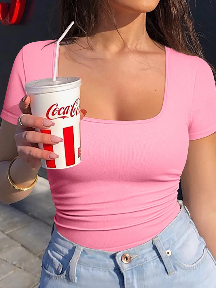 

OQQ Топы для йоги Спортивные топы для тренировок в тренажерном зале Быстросохнущие рубашки для йоги с короткими рукавами Женский спортивный топ для бега на открытом воздухе и фитнеса