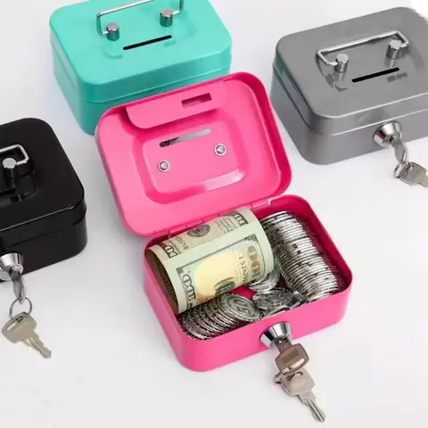 Metal Money Saving Box With Key Lock Coin Container Mini Money Organizer Small Storage Box For Adults And Kids