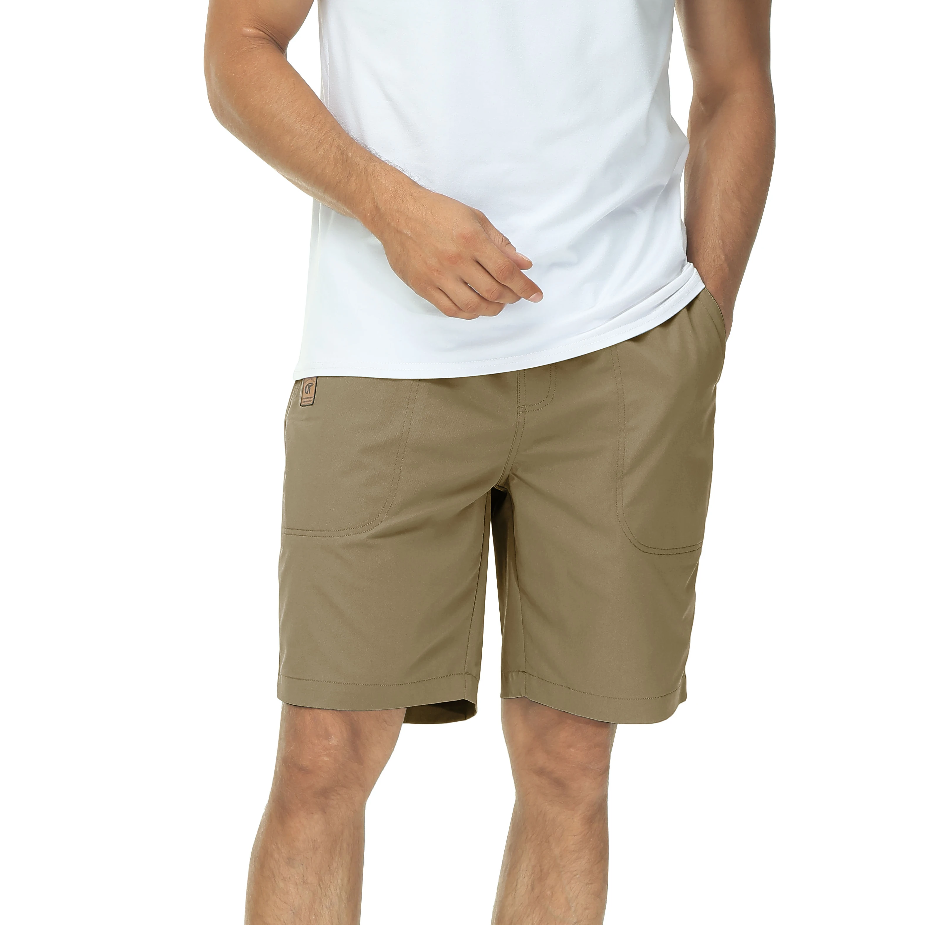 Mens Shorts Casual Solid Drawstring Classic Shorts Summer Quick Dry Short Pants with Zipper Pocket