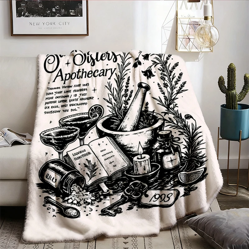Midnight Margaritas Flannel Blanket, Practical Magic Flannel Blanket, Halloween Spooky Drinking Flannel Blanket