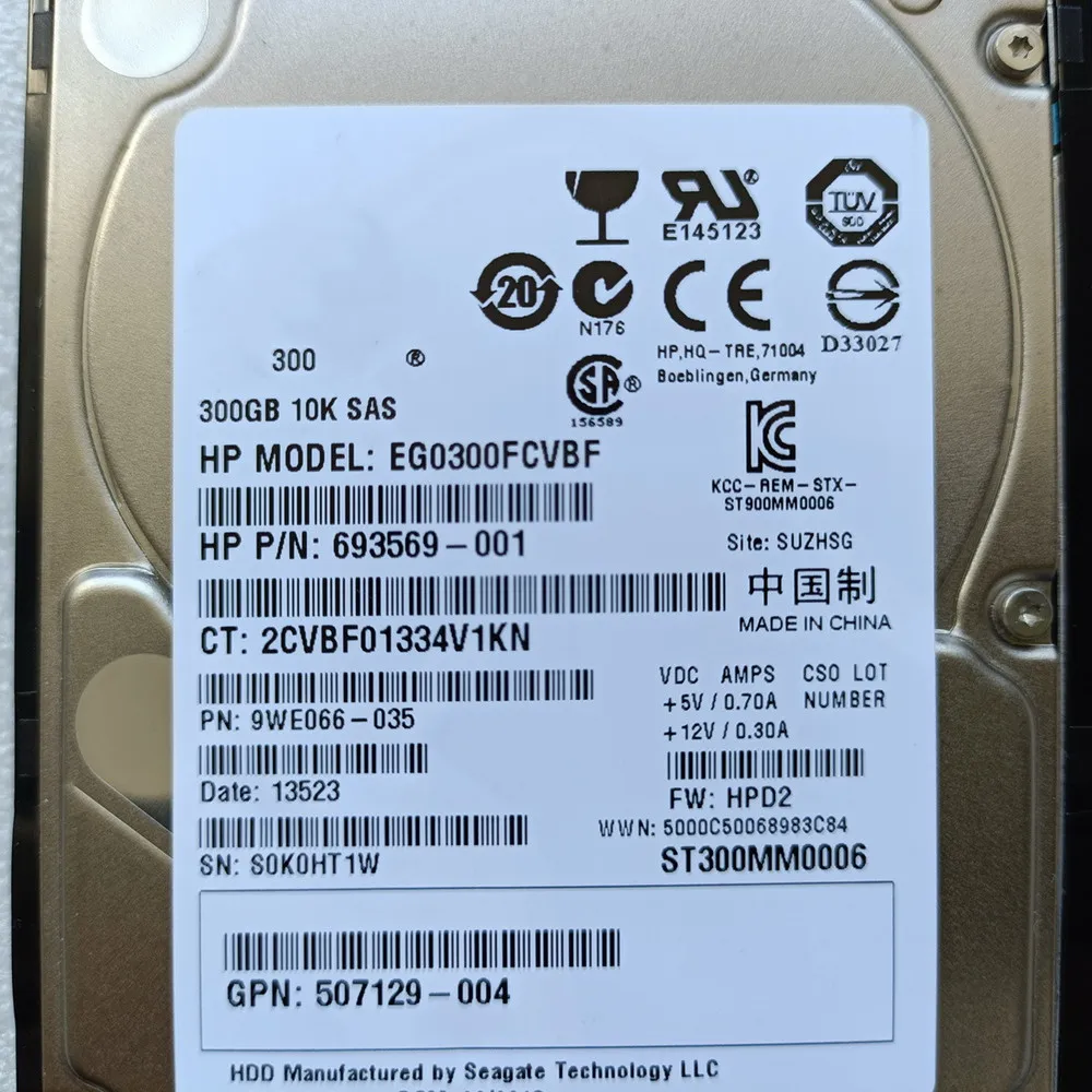 Original 653955-001 693569-001 507129-004 300G HDD 2.5