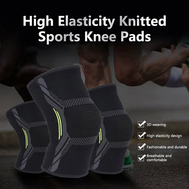 Rodillera deportiva de nailon tejido, compresión 3D, ajuste ajustable, transpirable y cálida para hombres y mujeres (equipo de protección), 1 ud.