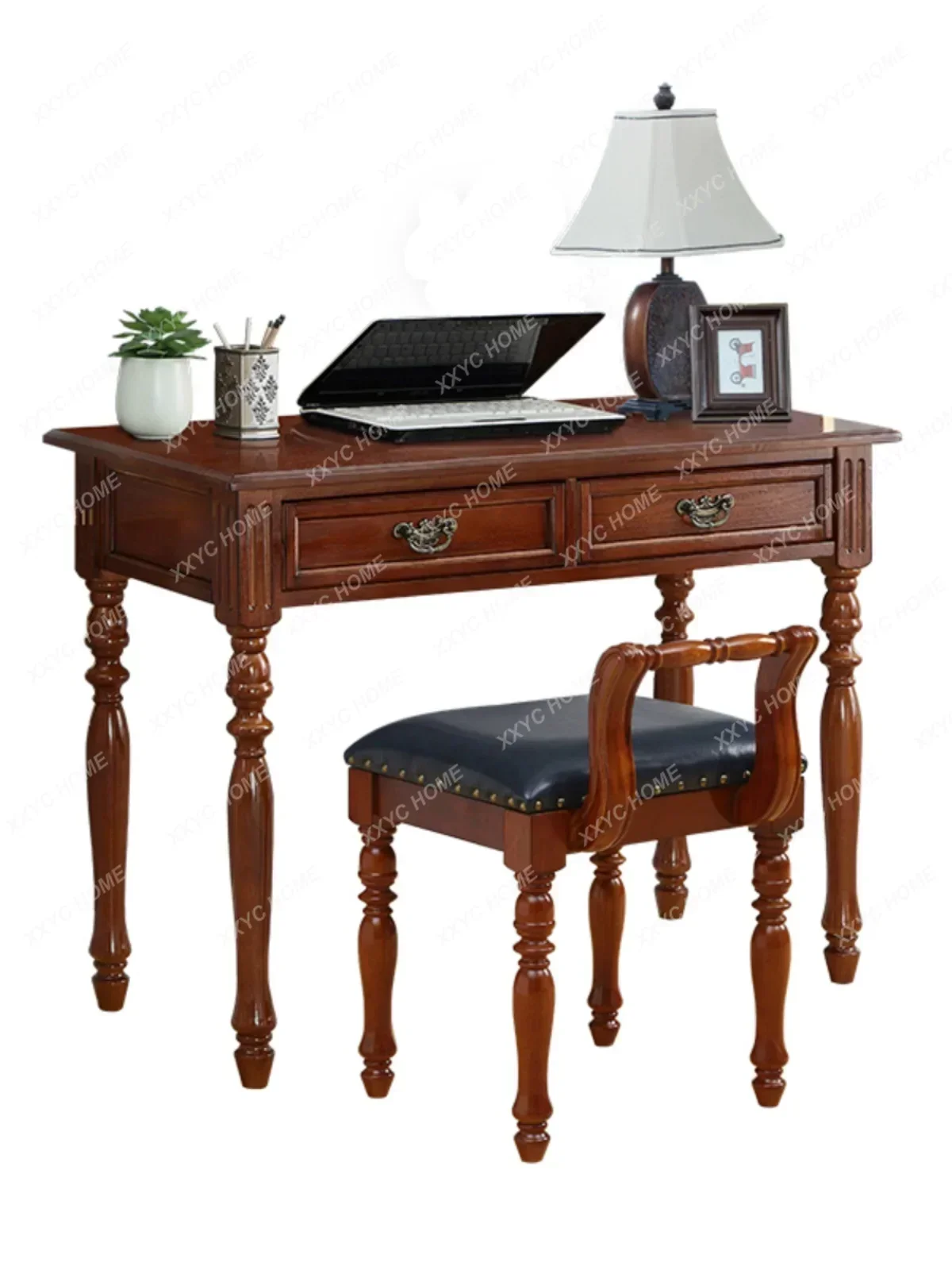 Simple solid wood American retro writing desk office European bedroom home computer desk study table