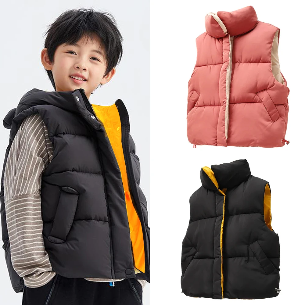 Baby Girls Leisure Clothing Fashion Boys\' Trendy Vest Toddler Kids Autumn Winter Sleeveless Zipper Coats 2 3 5 7 8 Years Old