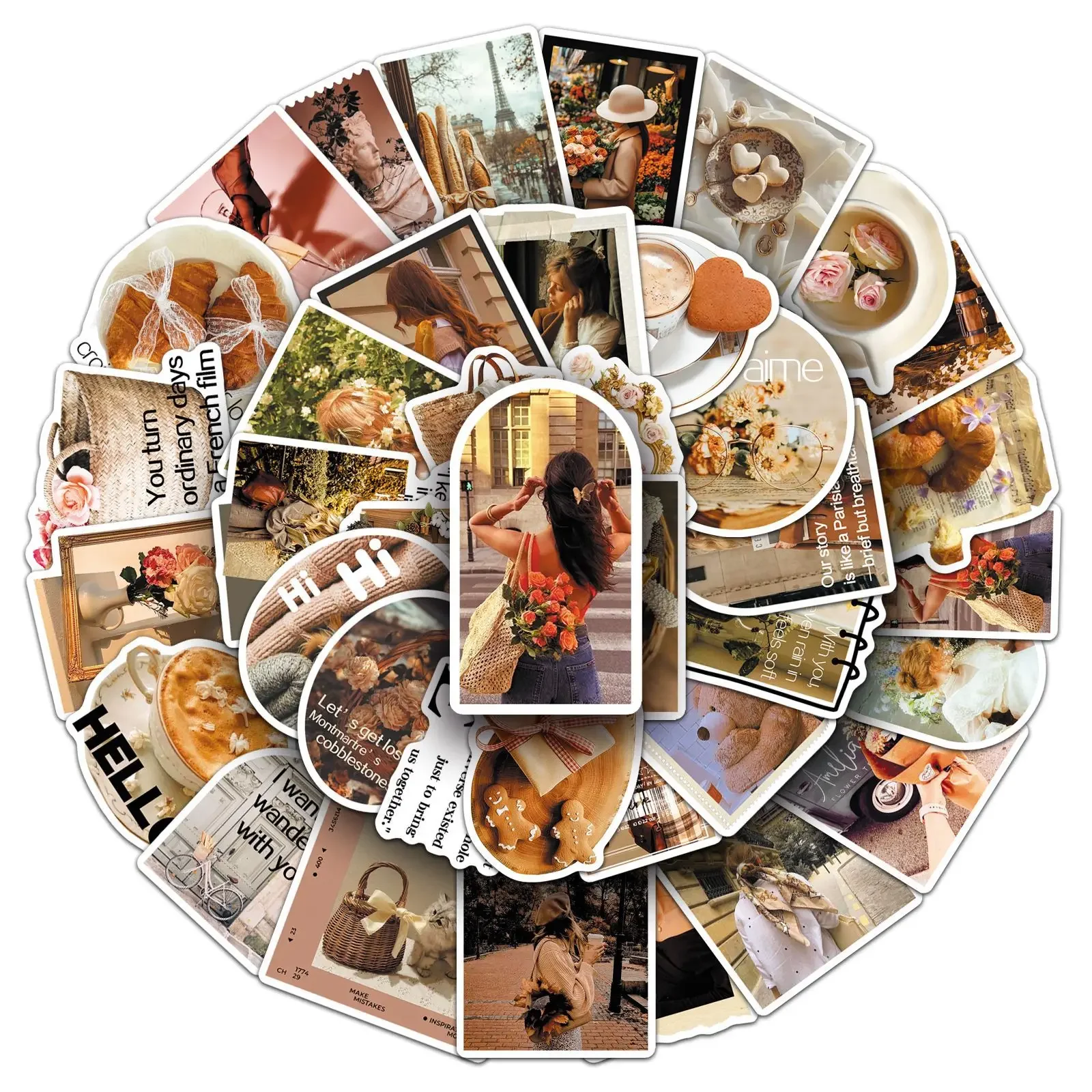 

10/50PCS Retro INS Style beautiful French Style Romantic Stickers for Water Cup Phone Computer Notebook Stationery Luggage