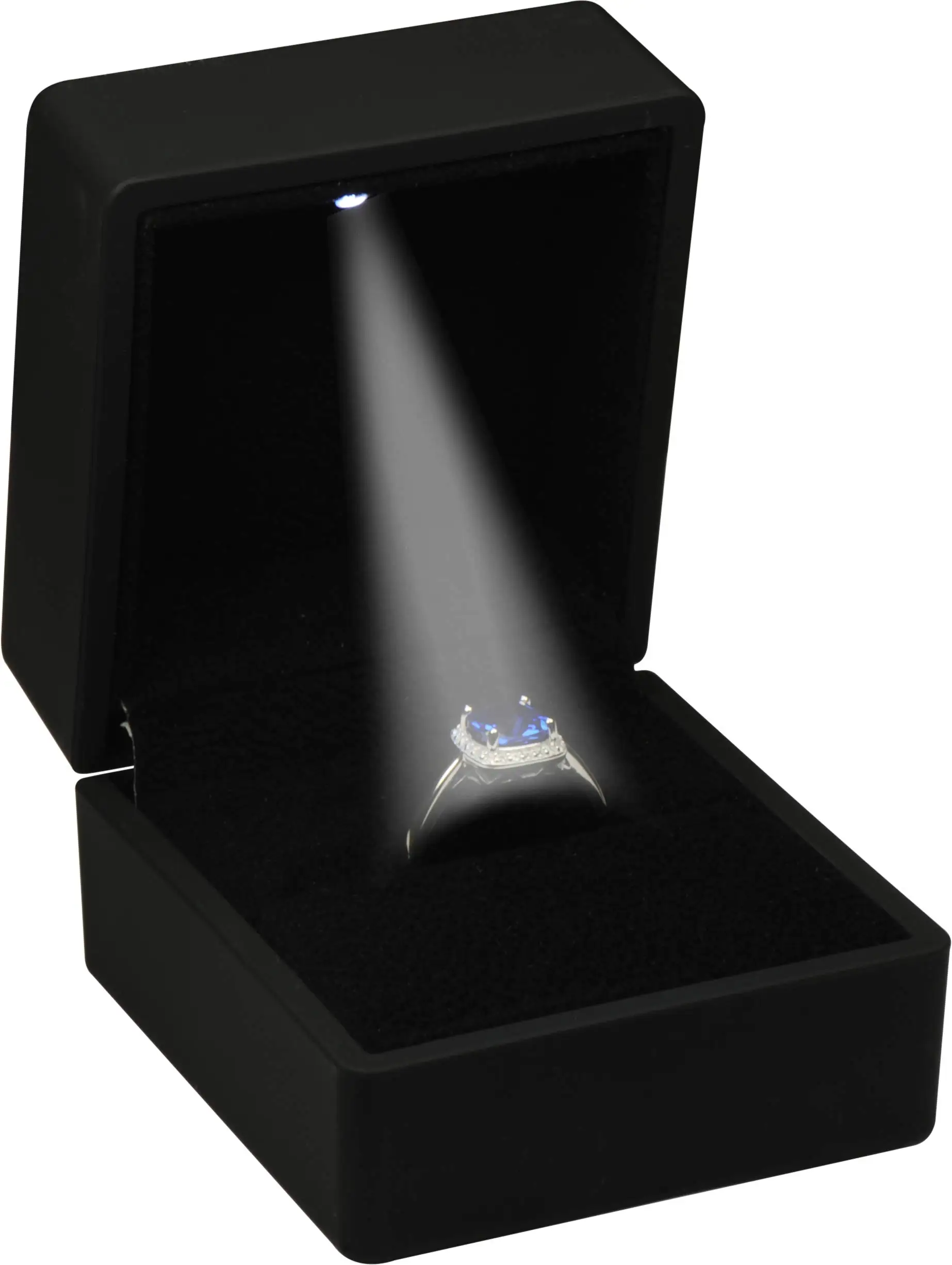 LED Black Ring Box for Proposal, Wedding, Engagement - Luxury Jewelry Gift Box with Light