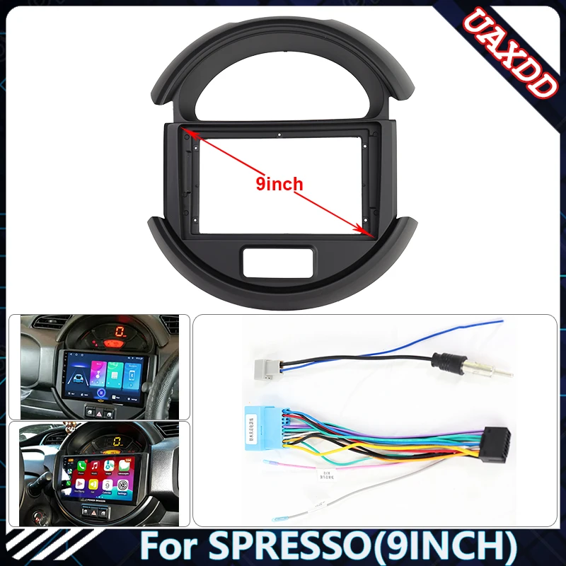 Car Radio Fascia Frame For SUZUKI SPRESSO 9 inch Stereo Panel Wire Harness Power Cable Adapter Canbus Decoder