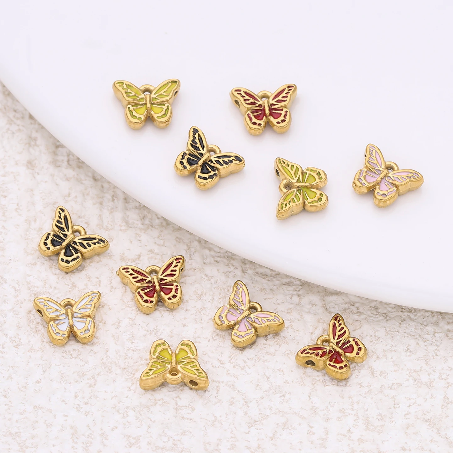 2 قطعة/الوحدة 304 الفولاذ المقاوم للصدأ فراشة شكل سحر المعلقات مجوهرات DIY اكسسوارات لصنع قلادة سوار أقراط