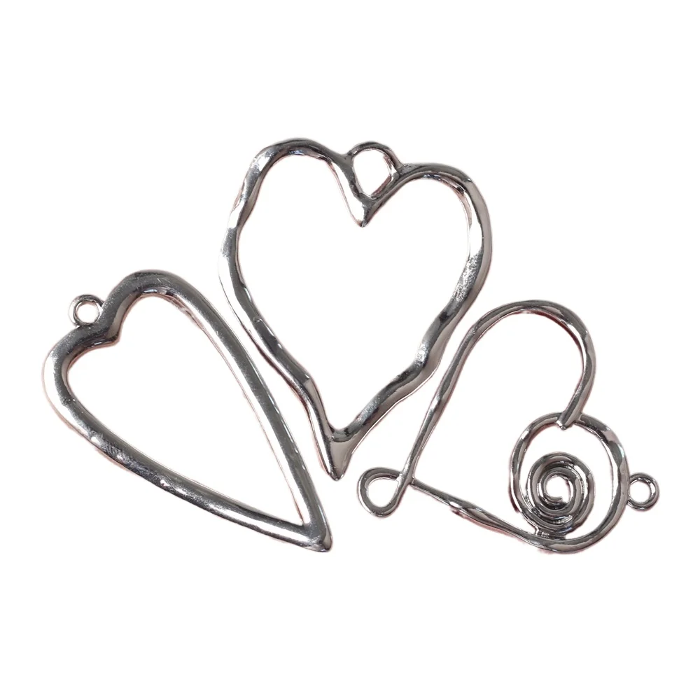 10 قطعة/الوحدة 20*37 مللي متر سبائك الزنك الجوف القلب قلادة صغيرة سحر عقد دي اي واي سوار أقراط اكسسوارات