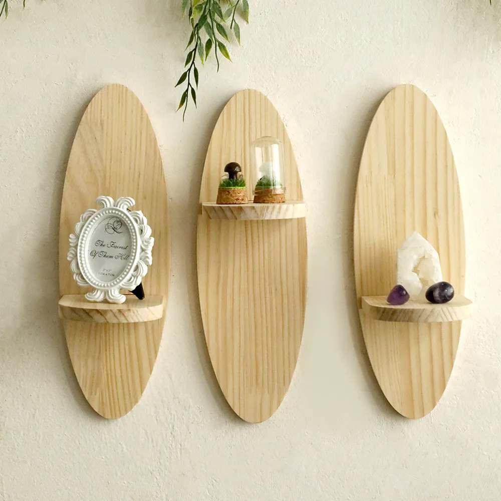 Laser Cut Oval Solid Wood Wall Storage Rack Light Small Items Wall Storage Rack Home Wall Decoration Storage