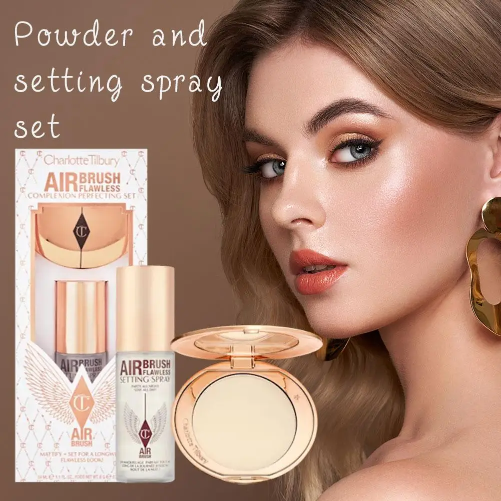 CT Setting Powder Spray Set Controls Oil Moisturize Keep Makeup Fresh Look Fit Creates Natural Lightweight Nude Look
