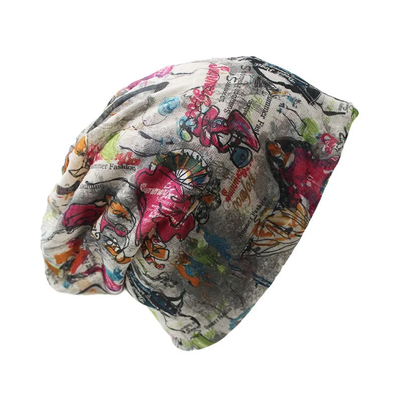 Neue Mode Frauen Sommer Brief Hut Farben Weibliche Floral Warme Mütze Schal Herbst Mädchen Frühling Beanie Bonnet Dance Beanies – Detail 4