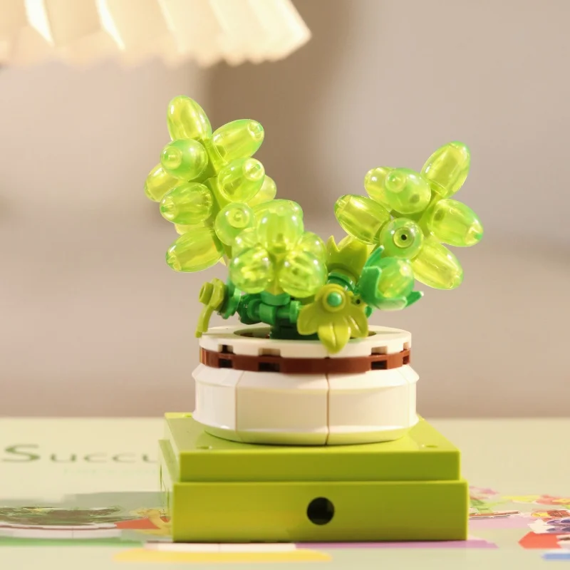 Mini Flower Succulent PlanBuilding Blocks DIY Simulation Assembling Brick Kids Toys Home Decoration Kids's Gift