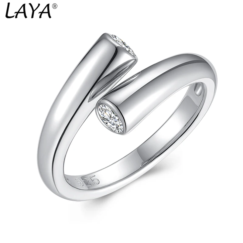 

LAYA 925 Sterling Silver Finger Ring Classic For Woman Geometric cross ring Fashion Wedding Engagement Party Gift Charm Jewelry